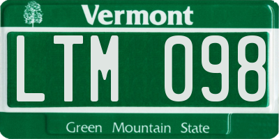 VT license plate LTM098