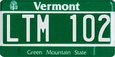 VT license plate LTM102