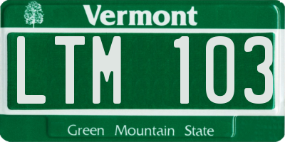 VT license plate LTM103