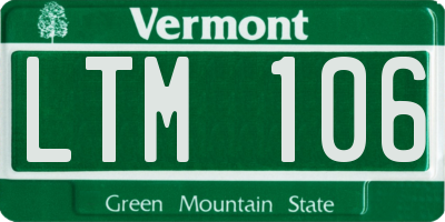 VT license plate LTM106