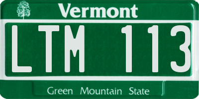 VT license plate LTM113