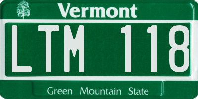 VT license plate LTM118