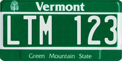 VT license plate LTM123