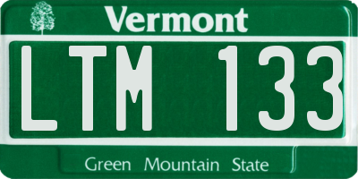 VT license plate LTM133