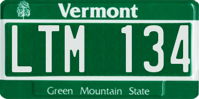VT license plate LTM134