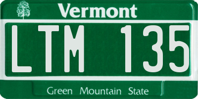 VT license plate LTM135
