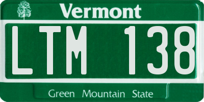 VT license plate LTM138