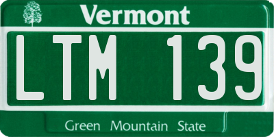VT license plate LTM139