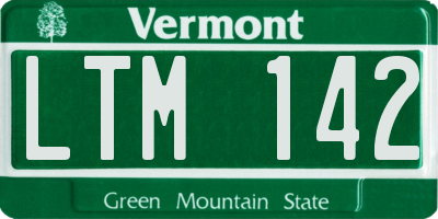 VT license plate LTM142