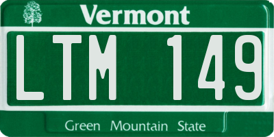VT license plate LTM149