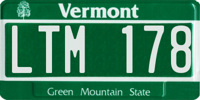 VT license plate LTM178