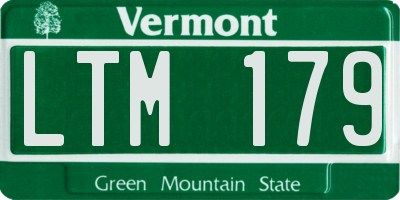 VT license plate LTM179