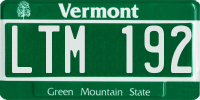 VT license plate LTM192