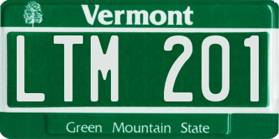 VT license plate LTM201