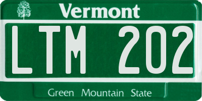 VT license plate LTM202