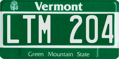 VT license plate LTM204
