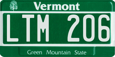 VT license plate LTM206