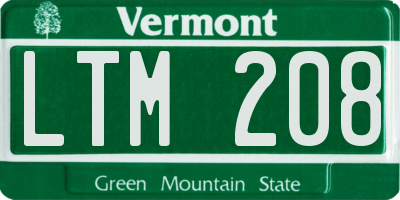 VT license plate LTM208