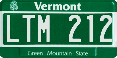 VT license plate LTM212
