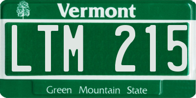 VT license plate LTM215
