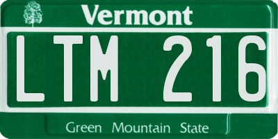 VT license plate LTM216