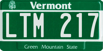 VT license plate LTM217