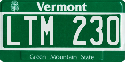 VT license plate LTM230