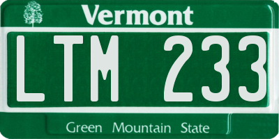 VT license plate LTM233