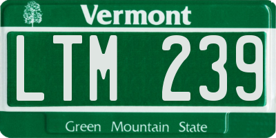 VT license plate LTM239