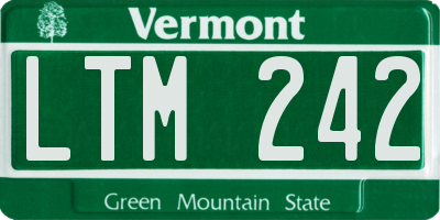VT license plate LTM242