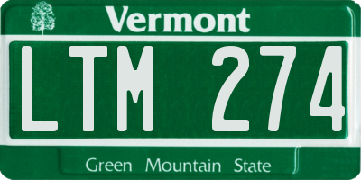 VT license plate LTM274
