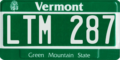 VT license plate LTM287