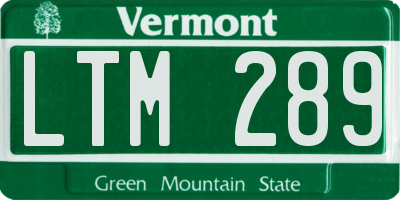 VT license plate LTM289