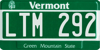VT license plate LTM292