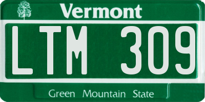 VT license plate LTM309