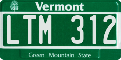 VT license plate LTM312