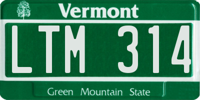 VT license plate LTM314