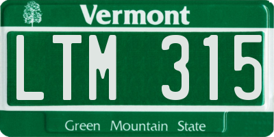 VT license plate LTM315