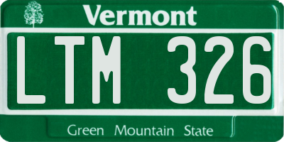 VT license plate LTM326