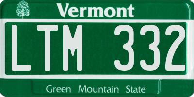 VT license plate LTM332