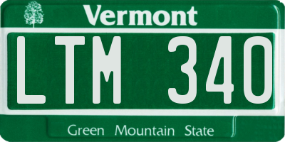 VT license plate LTM340