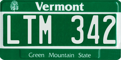VT license plate LTM342