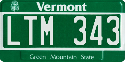 VT license plate LTM343
