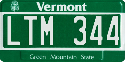 VT license plate LTM344