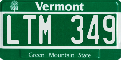VT license plate LTM349