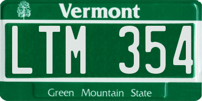 VT license plate LTM354