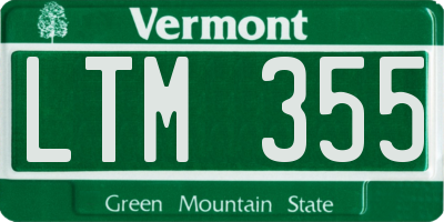 VT license plate LTM355