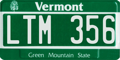 VT license plate LTM356
