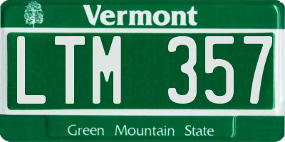 VT license plate LTM357
