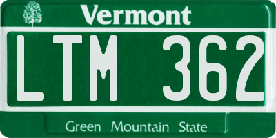 VT license plate LTM362